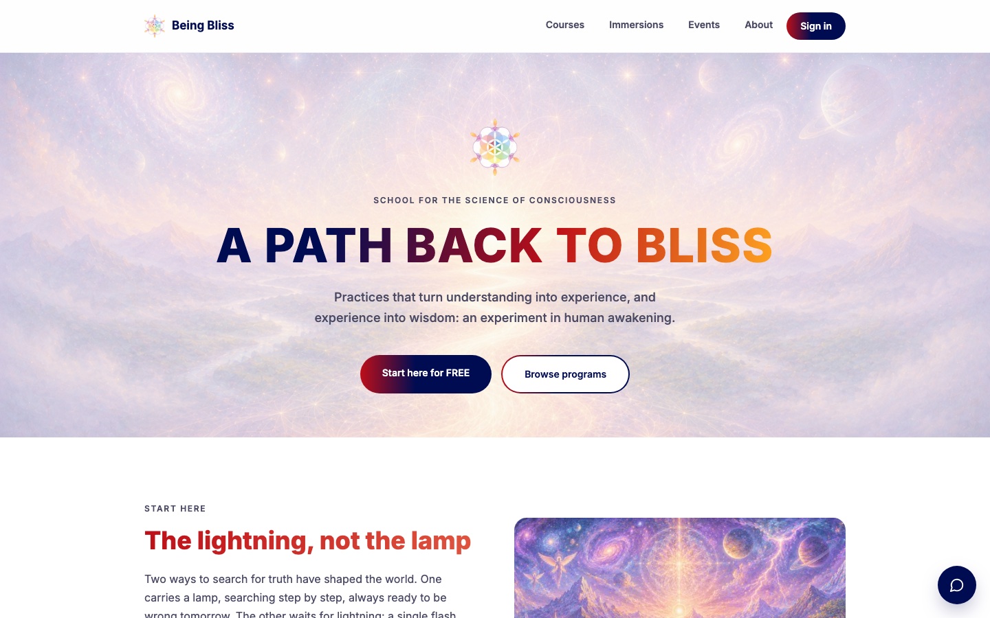 Being Bliss: A school for the science of consciousness