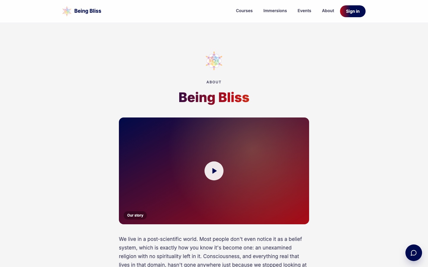 Being Bliss, about page